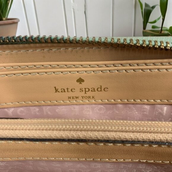 Kate Spade Wellesley Neda Wallet Large Zip Mint Mojito Green Leather WLRU-1153 - Picture 10 of 15